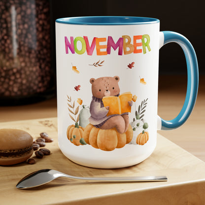November Two-Tone Coffee Mugs, 15oz