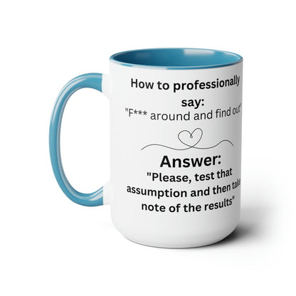 Professionally Find Out Two-Tone Coffee Mugs, 15oz