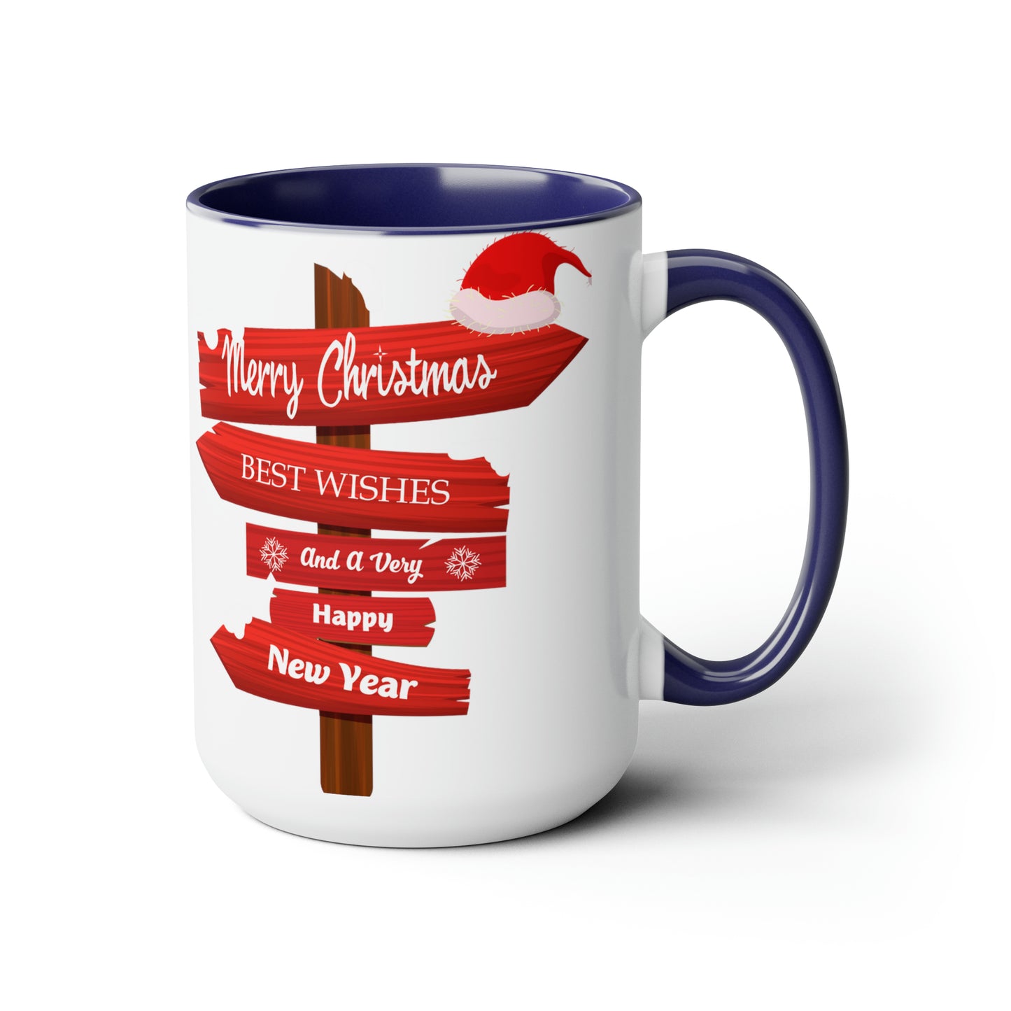 Merry Christmas Two-Tone Coffee Mugs, 15oz