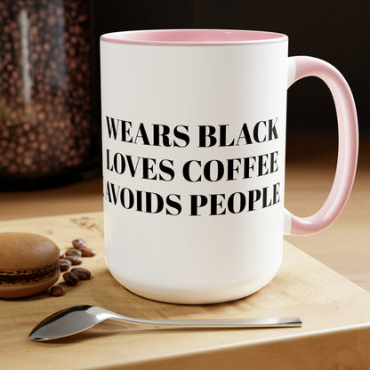 Wears Black Two-Tone Coffee Mugs, 15oz