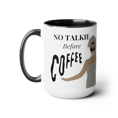 No Talkie Two-Tone Coffee Mugs, 15oz