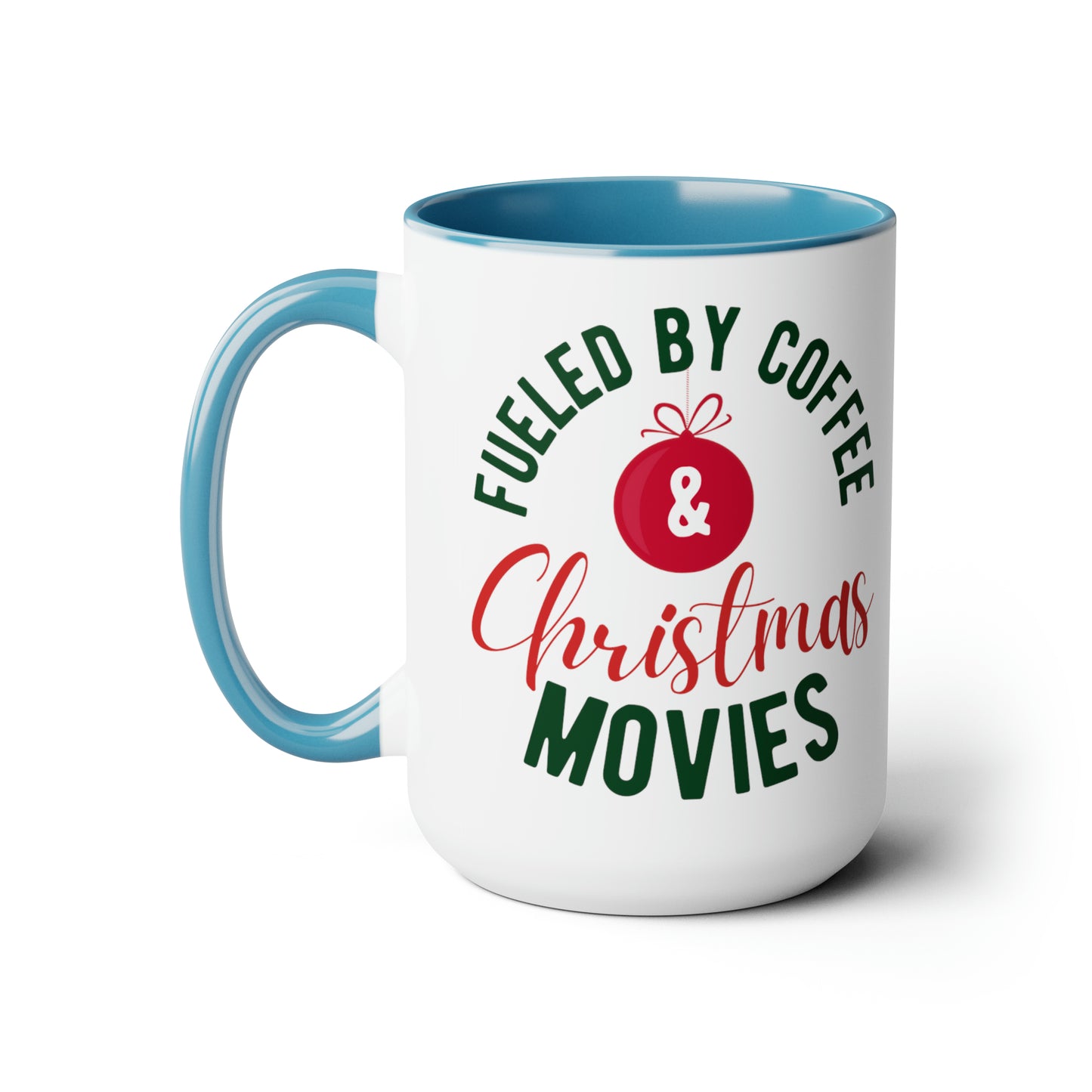 Coffee and Christmas movies Two-Tone Coffee Mugs, 15oz