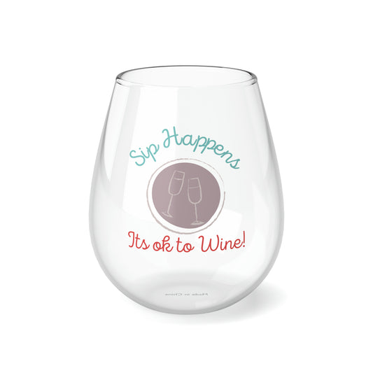 Sip Happens Stemless Wine Glass, 11.75oz