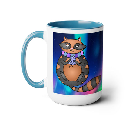 Funky Raccoon Two-Tone Coffee Mugs, 15oz