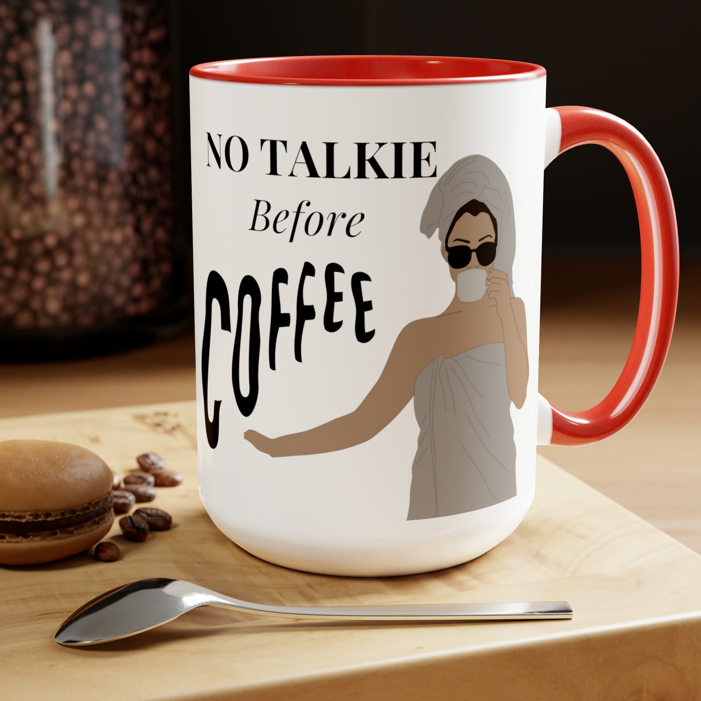 No Talkie Two-Tone Coffee Mugs, 15oz