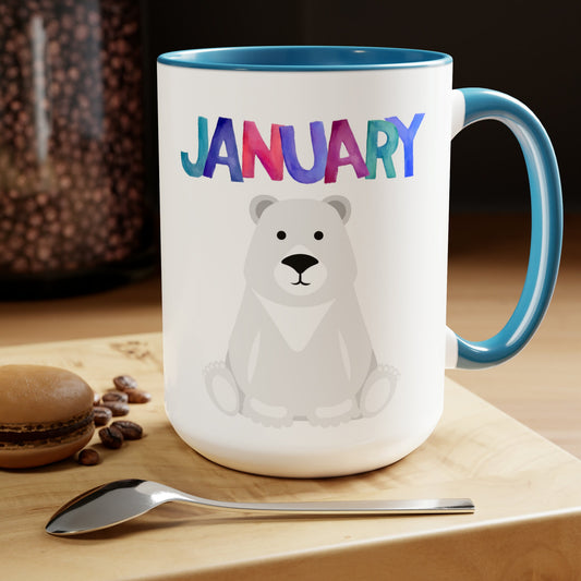 January Two-Tone Coffee Mugs, 15oz