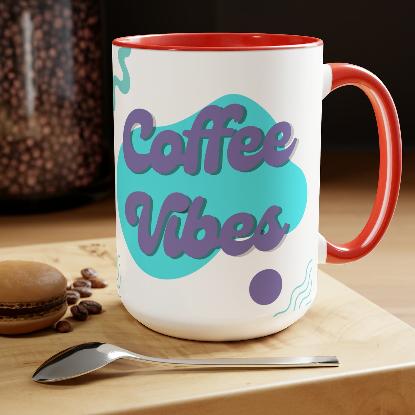 Coffee Vibes Two-Tone Coffee Mugs, 15oz