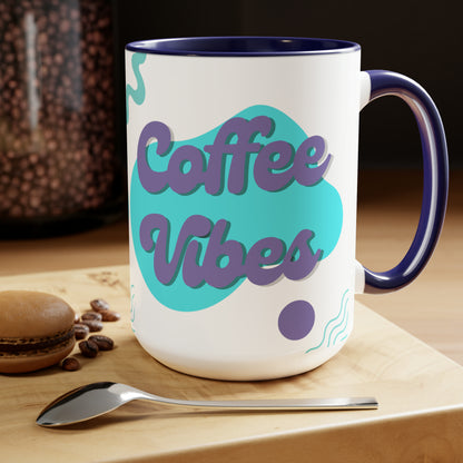 Coffee Vibes Two-Tone Coffee Mugs, 15oz